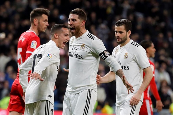 Ramos, celebrando un tanto ante el Girona (Foto: EFE).